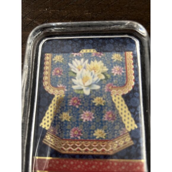 Punch Studio Glass Paperweight, Gold Foiled & Embossed Floral Kimono 4.25”h x 3” - Picture 2 of 5